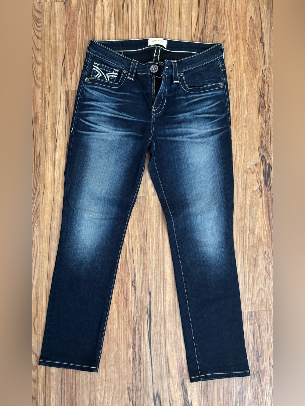 Big Star Dark Blue Slim womens Jeans with Contrast Stitching size 28 - Picture 1 of 4